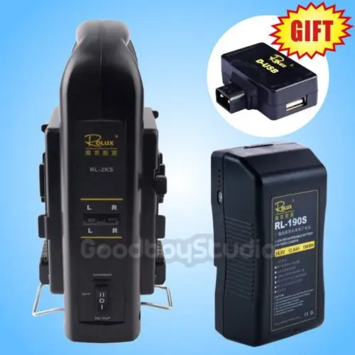 

Rolux RL-190S 190Wh S0ny V-mount Li-ion Battery + RL-2KS Dual Socket Charger