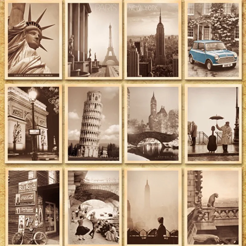  32pcs Classic Old Photos Style Postcards Cartoon Post Card Poster Drawing Greeting Gift Theme Vinta - 32899767300