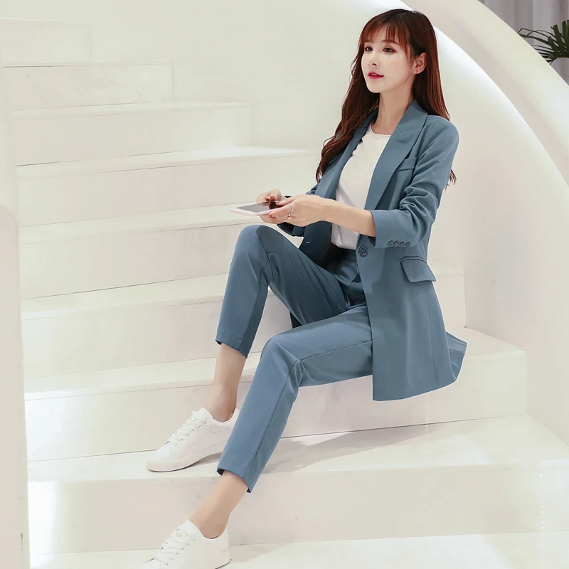 

Womens formal suits Workwear office uniform designs women office suits blazers feminino spa uniform elegant business pant suits