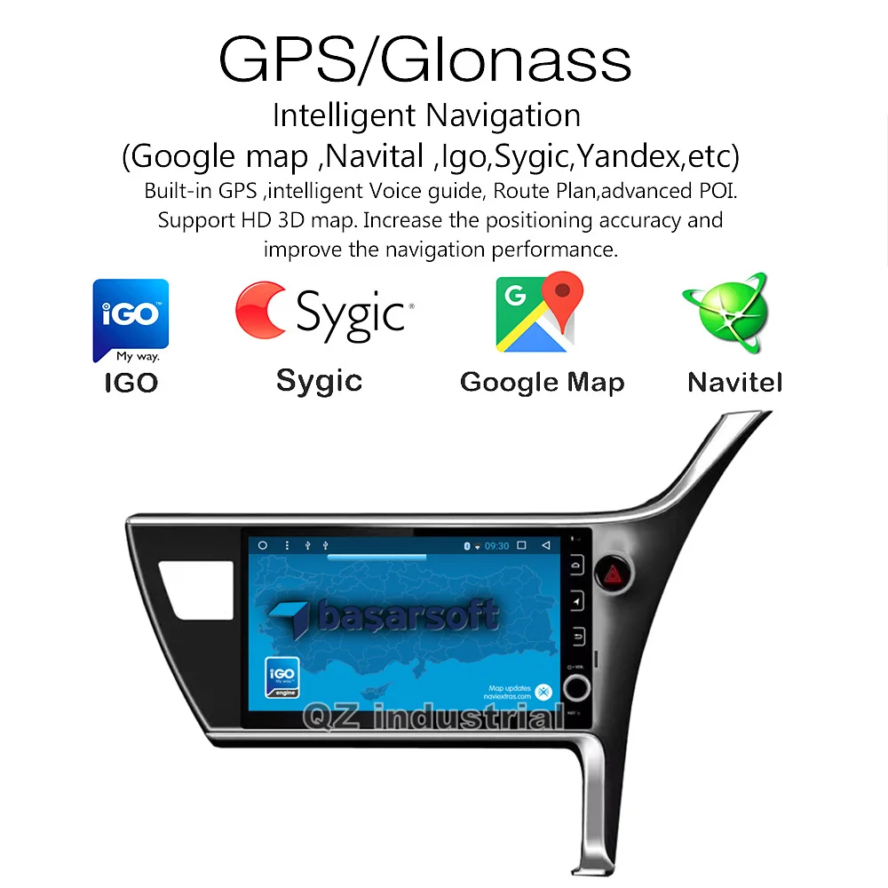 Best QZ industrial 10.2" Android 8.1 T3 Right driving for Toyota corolla 2017 Car DVD player with Camera 3/4G WIFI Radio Navi GPS RDS 4