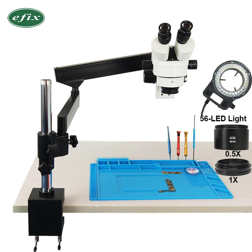 

efix Binocular Stereo Solder Articulating Arm Pillar Clamp Microscope 3.5-45X Simul-Focuse Continuous Zoom Mobile Phone Repair