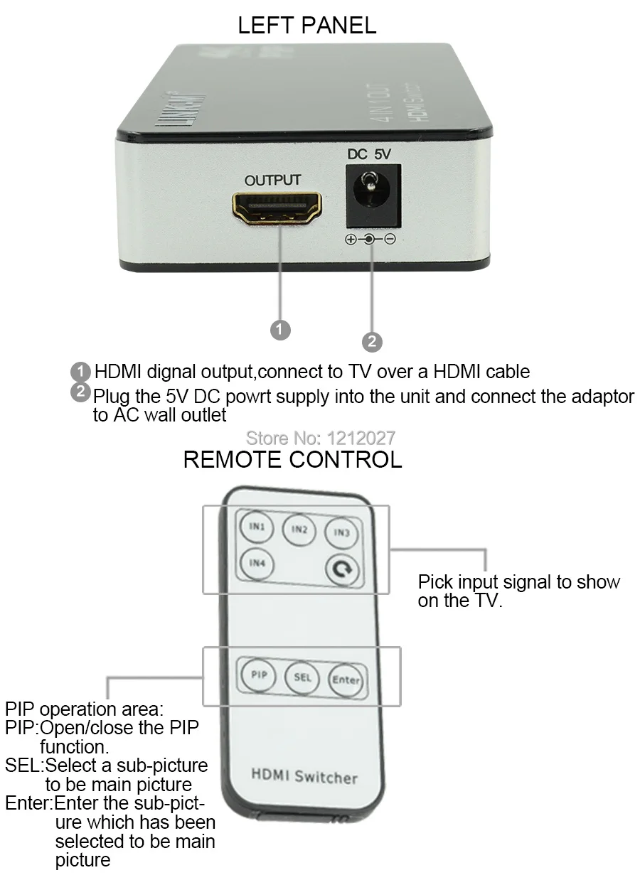 LINK-MI H41P HDMI Switch 4x1 4Kx2K@30Hz 3D (14)