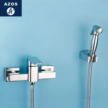 

Azos Bidet Faucet Pressurized Sprinkler Head Brass Chrome Cold and Hot Switch Single Function Toilet vegetable Sink Washing Mach