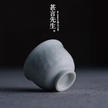 

Hand-made hammered chicken heart cup small tea cup Jingdezhen high temperature green glaze handmade tea cup