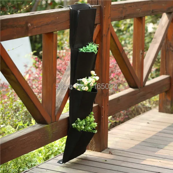 4 кармана 400g/m2 Вертикальная садовая сеялка настенный приусадебное Садоводство горшечных цветов сумки настенный цветочный горшок для выращивания растений 30*100 см