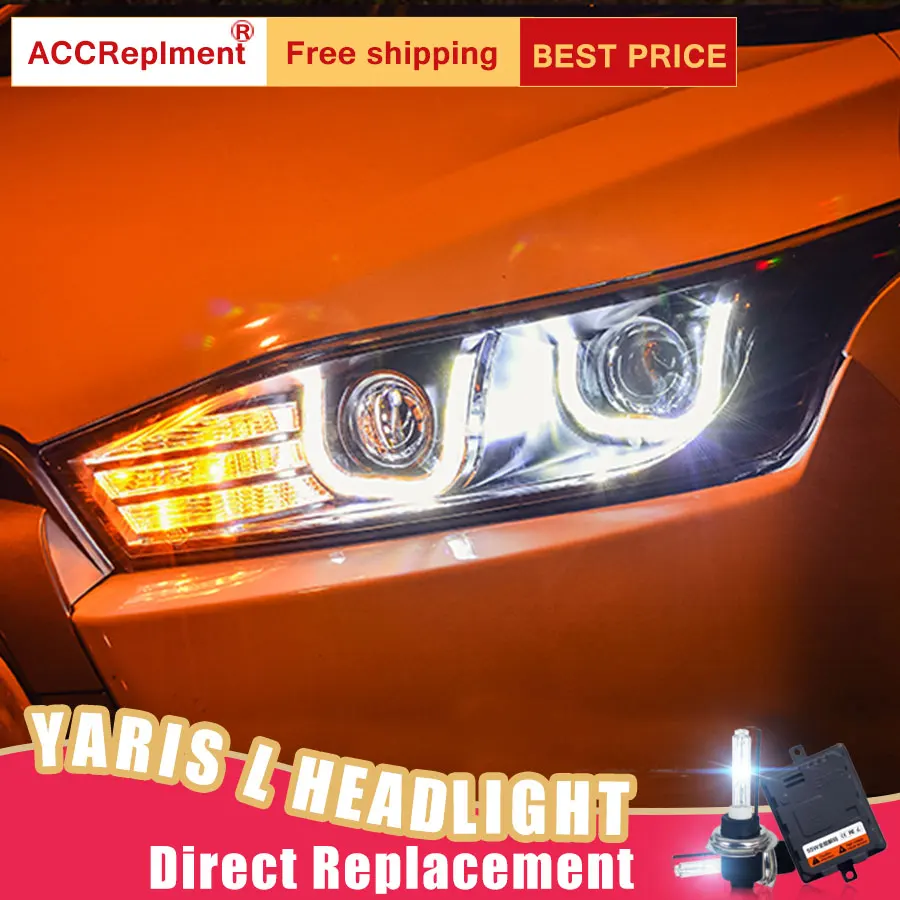 2 шт. светодиодный ные фары для Toyota YARiS L 2014 2015 Автомобильные ангельские глазки