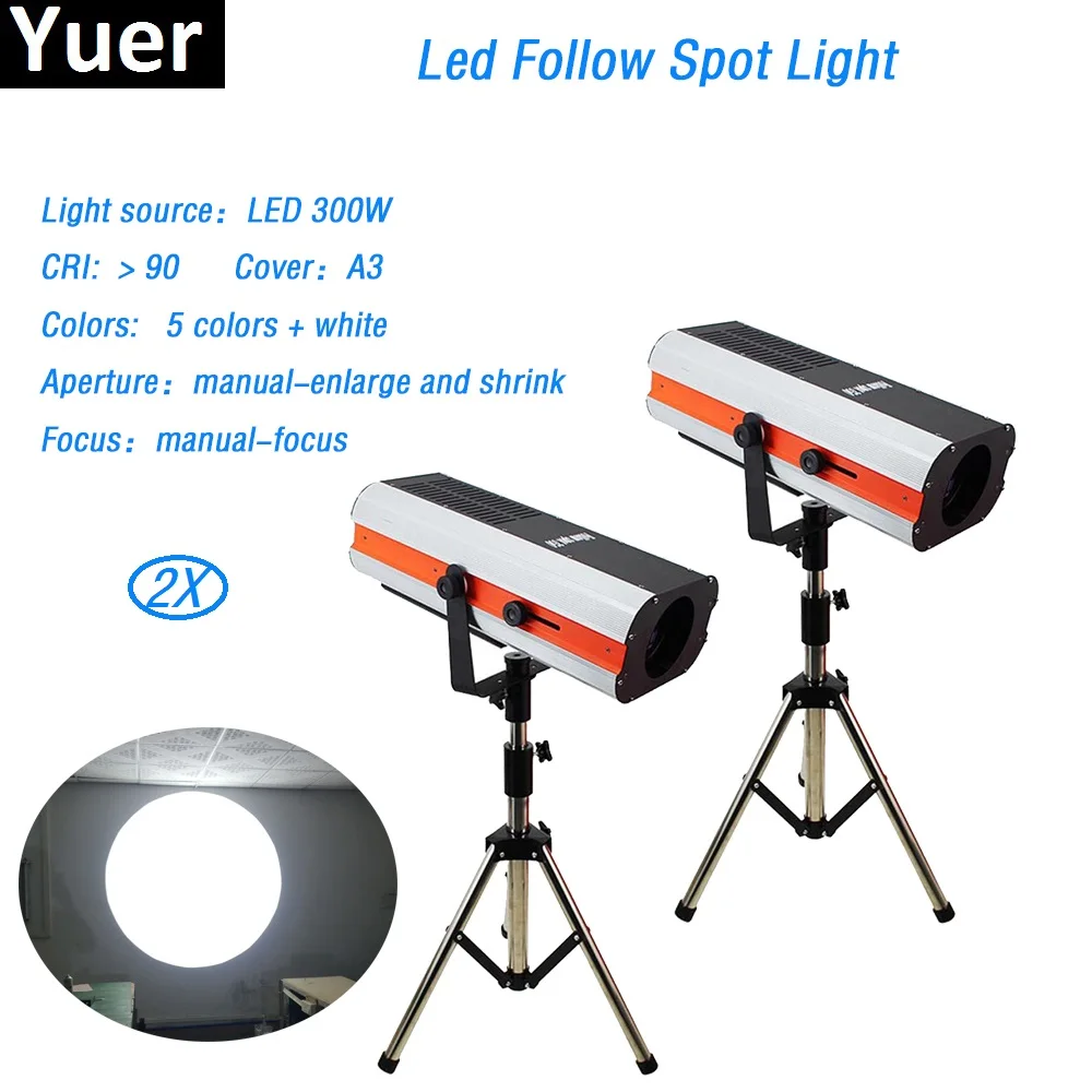 

300w LED follow Spot Light super bright LED Follow Tracker Manual-Focus For Wedding Theater Performance party stage lighting