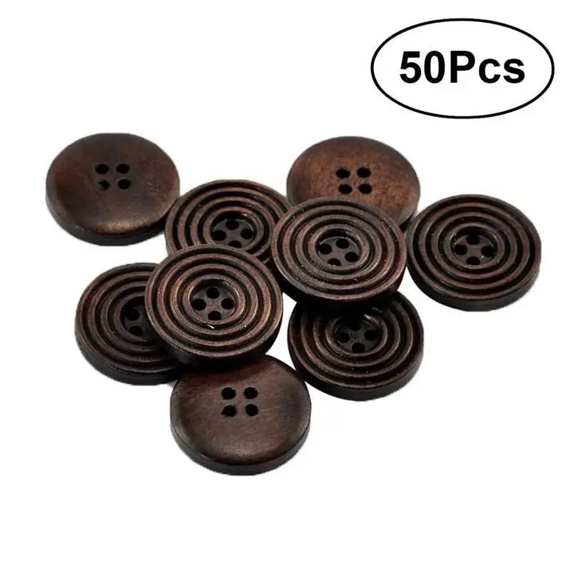 50PCS 4 Holes 20MM Round Shape Buttons Thread Pattern Sag Decorative
