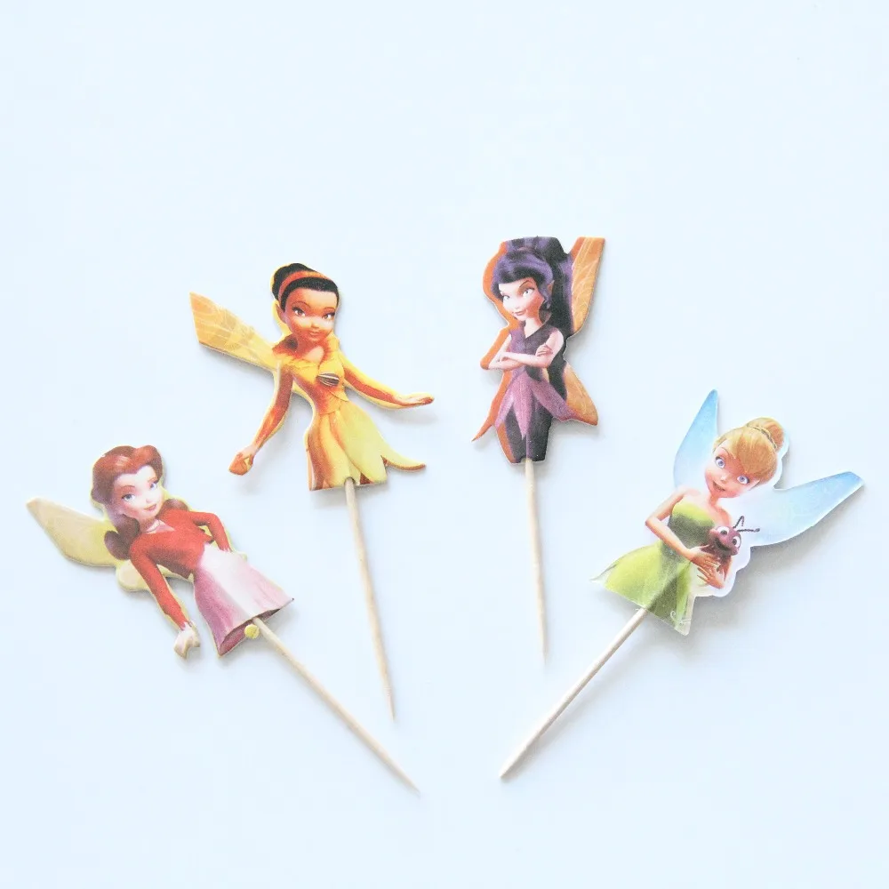 24 Pcs Lot Kartun Tinkerbell Cupcake Puncak Anak Pasokan Pesta Ulang
