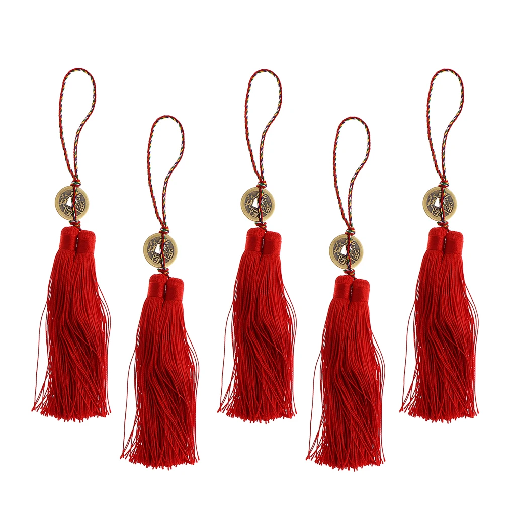 5 Styles Chinese Knot Charms Fengshui Symbol with Lucky Coins for Car/ Home Lucky Pendants /Embellishments
