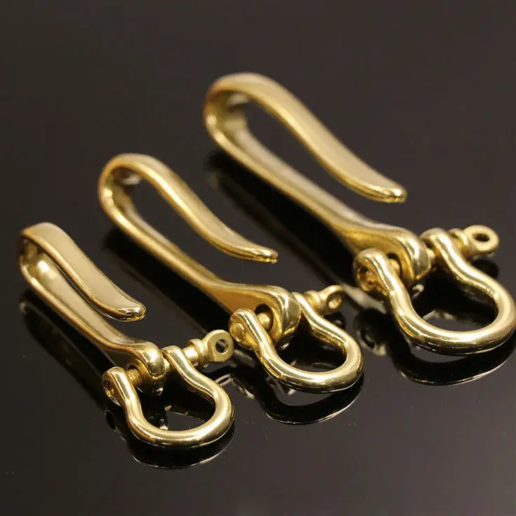 

Copper Brass U Shaped Fob Belt Hook Clip Mens Metal Gold Keychains 3 Size Key Chain Ring Joint Connect Buckle Holder Accessory
