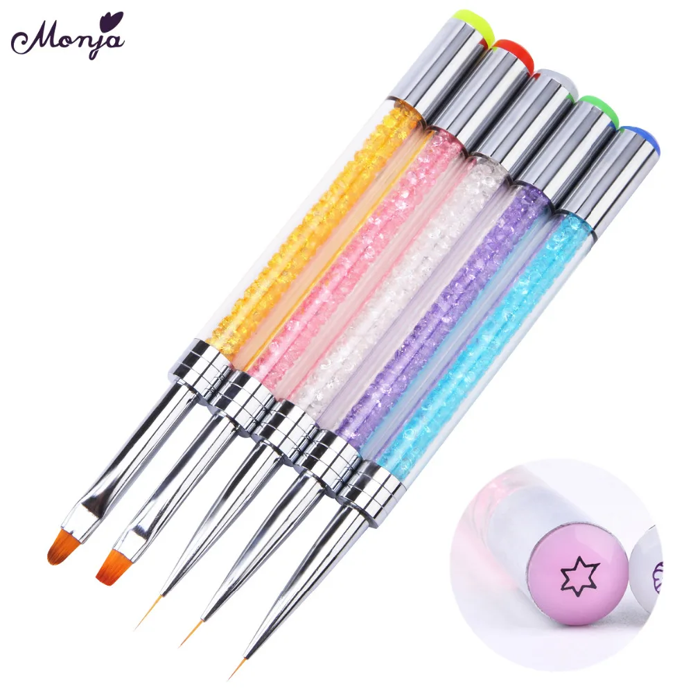 

Monja Nail Art Dual Head French Stripe Lines Liner Painting Extension Acrylic Pen Brush Silicone Transfer Stamper Manicure Tool
