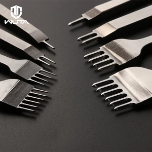 WUTA долото для кожи Дырокол шовные инструменты ПРОКАЛЫВАЮЩИЕ железные предметы Diamond Leather Craft tool полностью полировки 3/4 мм 1-2-4-6 Зубы - изображение