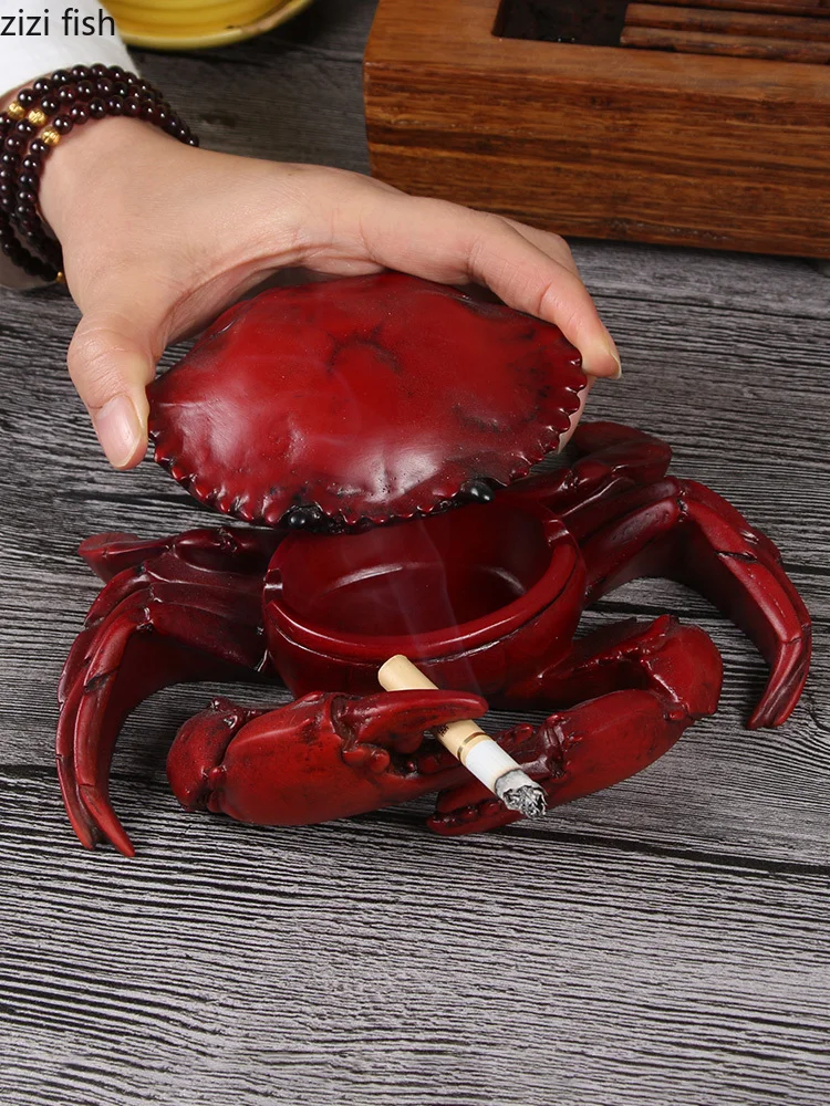 

Red Animal Modeling Resin Ashtray with Lid Creative Gift for Boyfriend Ashtrays Cigarette Accessories Home Decorating Tools