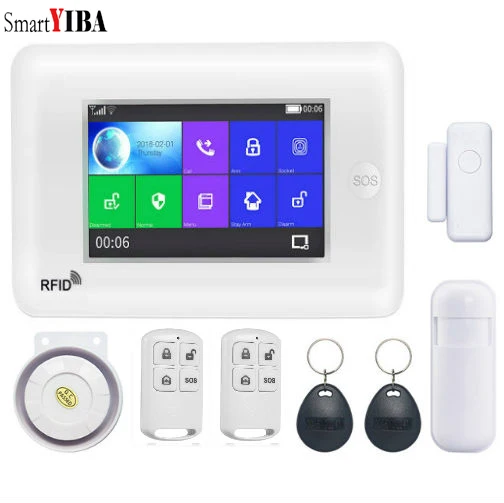 SmartYIBA Wireless WIFI Home Security 3G GPRS Alarm System Intercom Video Ip Camera 4inch TFT Touch Keypad APP Remote Control