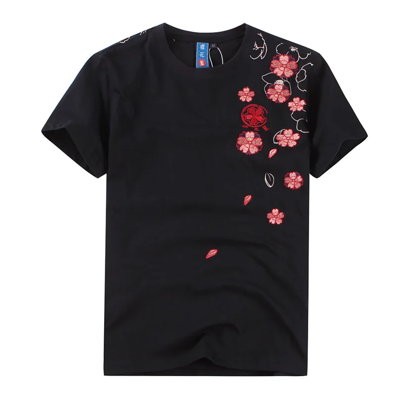 Хлопковая брендовая одежда с круглым вырезом, Мужская футболка в стиле хип-хоп, Новое поступление, популярная летняя футболка с коротким рукавом и вышитым карпом
