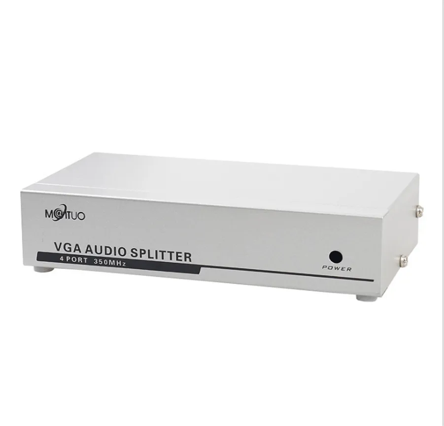 Free Shipping MT-VIKI 350Mhz 4 Port VGA Video Audio Splitter Distributor 1 input to 4 Output support widescreen Maituo 3504AV