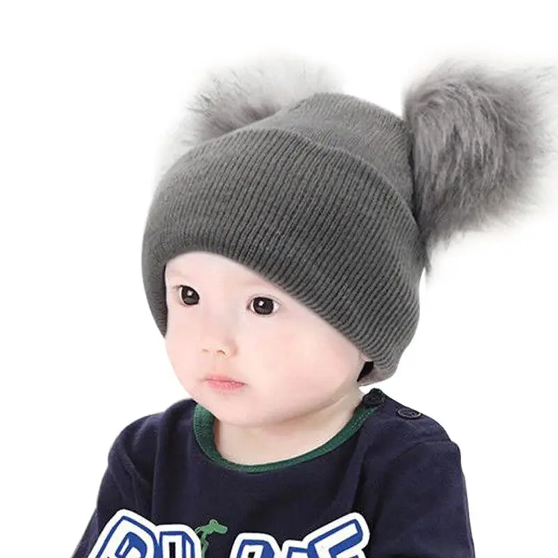 Милый зимний головной убор Enfant детская шапка с помпоном из искусственного меха