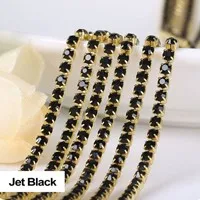 3yards/piece 17colors glass crystal Rhinestones chain, Gold bottom sew on Cup Chains For diy Sewing Clothes Accessories