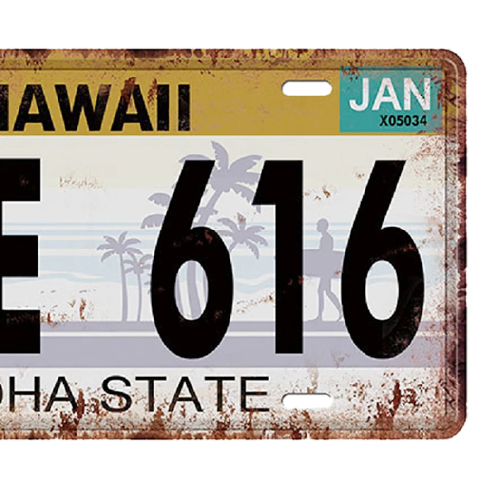 2Pieces Car License Plate Retro Metal Mine Tin Sign Wall Plaque For Bar Pub Club