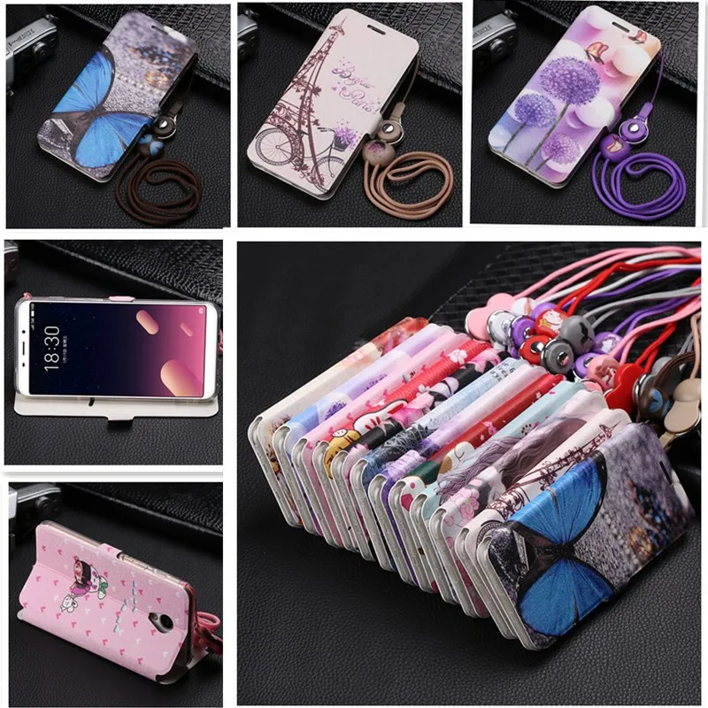 

Cute Painted Flip Wallet Stand Leather Case For Meizu U20 U10 Cover For Meizu M8 Lite Cases For Meizu 15 Lite M6s X8 Note 8 Case