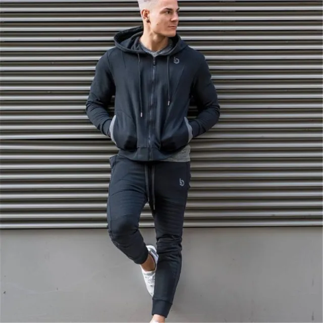 US $32.47 Sport Suit Men Running Gym Clothing Hoodie Tracksuit Male Fitness Body building Men Hoodies+Pants J