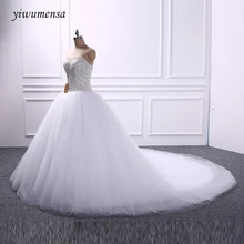 yiwumensa Romantic Beading wedding dresses 2017 Bridal dress Long Train ball gown vestidos de noiva Custom made bride dresses