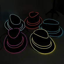 Премиум свет Fedora Шляпа использует EL провода яркий светодиодный мигающий вспыхивающий джаз шляпа вечерние шляпа для вечерние концертная сцена шоу