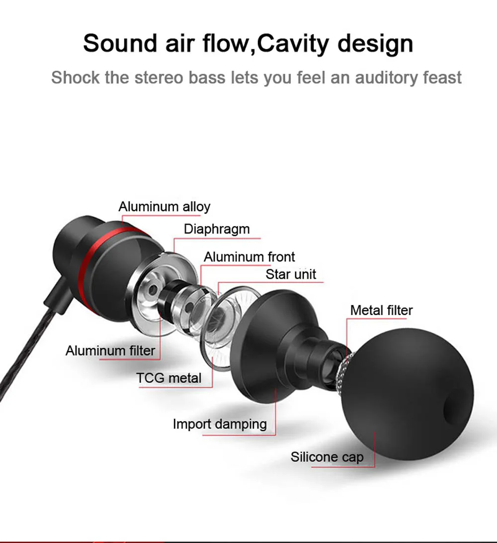 TOMKAs In-Ear Earphones Special Edition Headset Clear Bass Earphones With Microphone 5 Colors Metal Heavy Bass Headphones