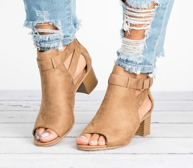 

Woman Sandals Shoes 2019 Summer Fashion Style Wedges Pumps High Heels Buckle Strap Gladiator Women Solid Plus Size 34-43