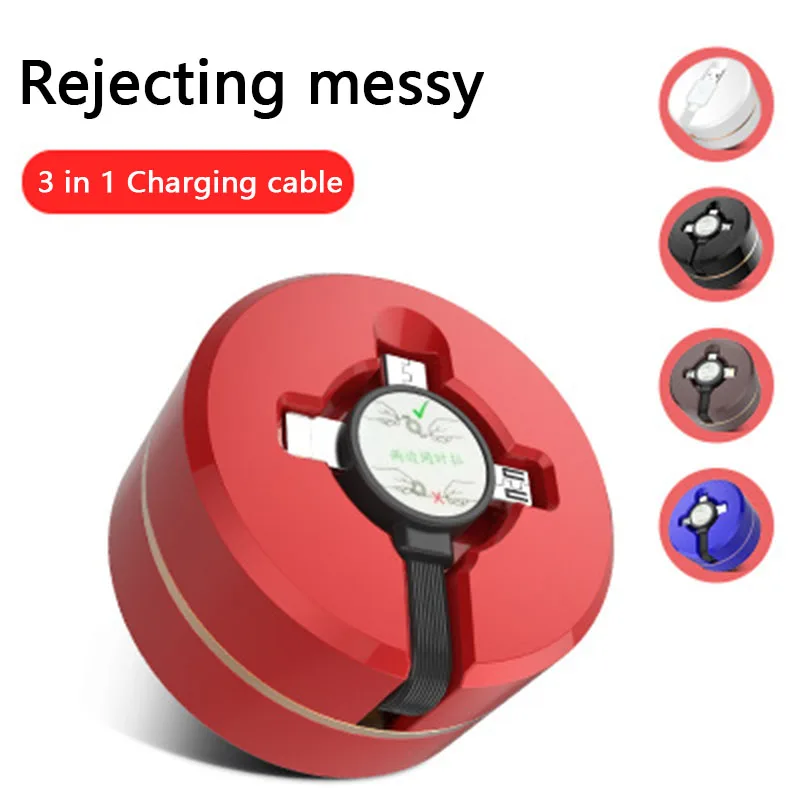

3in1 USB Cable Type C Micro USB Cable For iPhone XS 6 7 8 Retractable Charging Cable For Samsung S8 For Xiaomi Charge Cable