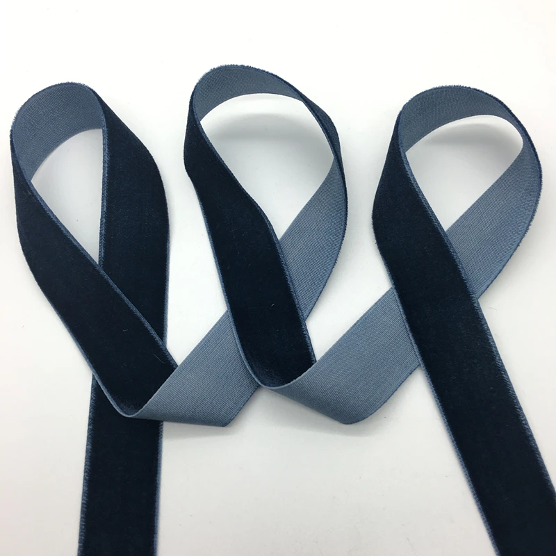 

3 yards/lot 3/4"(20mm)Wide Navy blue Velvet Ribbon Headband Clips Bow Wedding Decoration