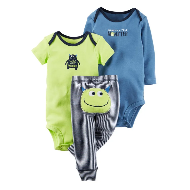 3 предмета, одежда для маленьких мальчиков и девочек г., модные боди с короткими и длинными рукавами для новорожденных с изображением животных+ штаны, комплект одежды для младенцев из 3 предметов