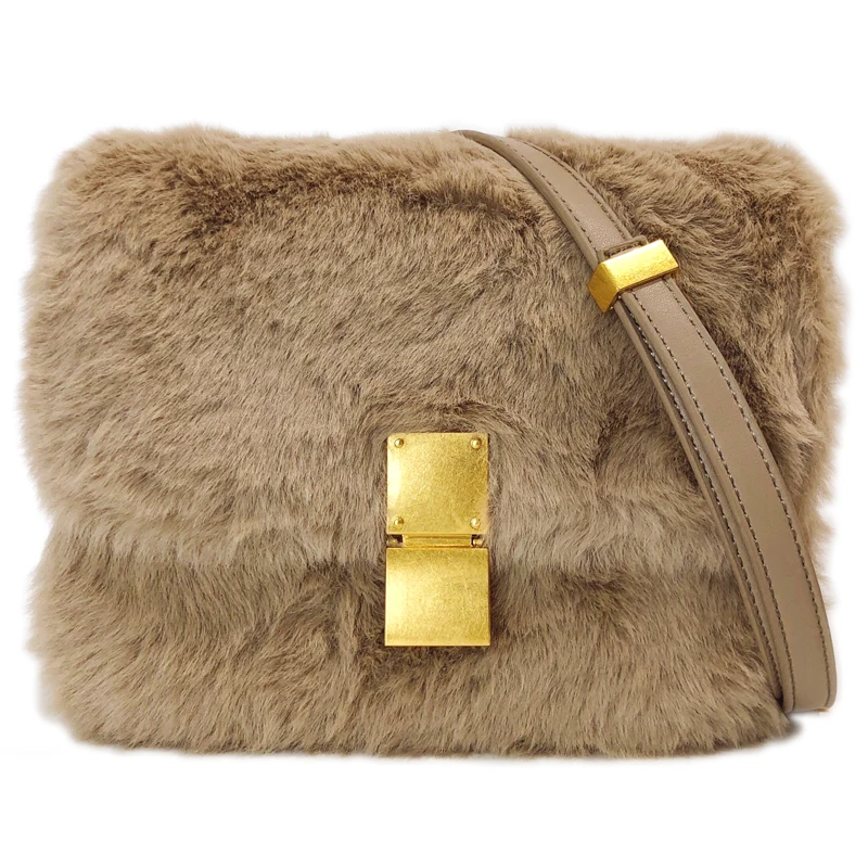 

Fashion Women Artificial Rabbit Hair Handbags Lady Design Handbag Messenger Bags Party Air Hostess Bag Box