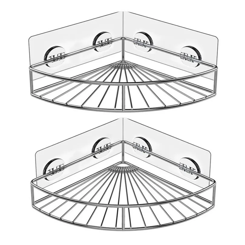 2-Pack бесшовная полка угловая душевая Caddy из нержавеющей стали настенный органайзер для хранения на полке органайзер для ванной комнаты ecoco#4JY22 - Цвет: Черный