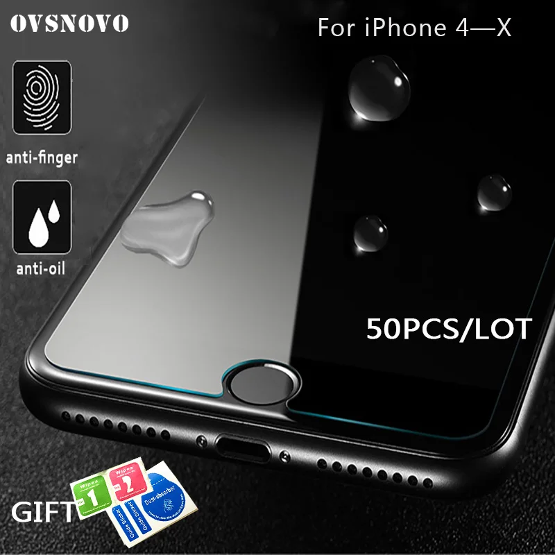 

50Pcs/lot 2.5D 9H 0.3mm Premium Explosion Proof Tempered Glass For iPhone X XS MAX XR 8 7 6 6s plus 5s 5c Screen Protector Film