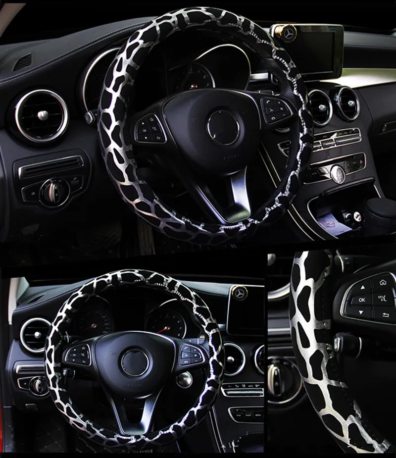Shiny Leopard Print Design Car Steering Wheel cover Universal 37-38cm Car Styling Fit Women Girls Lady (5)