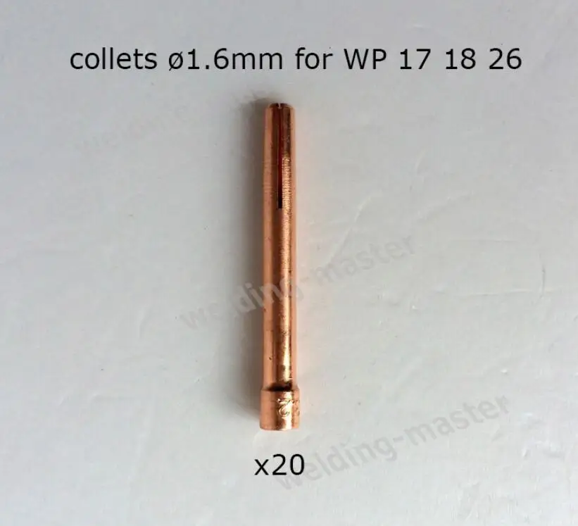 WP17/WP18/WP26 TIG welding torch consumables tungsten collet 1.6mm 20 pieces WP17/WP18/WP26 TIG welding torch consumables tungsten collet 1.6mm 20 pieces
