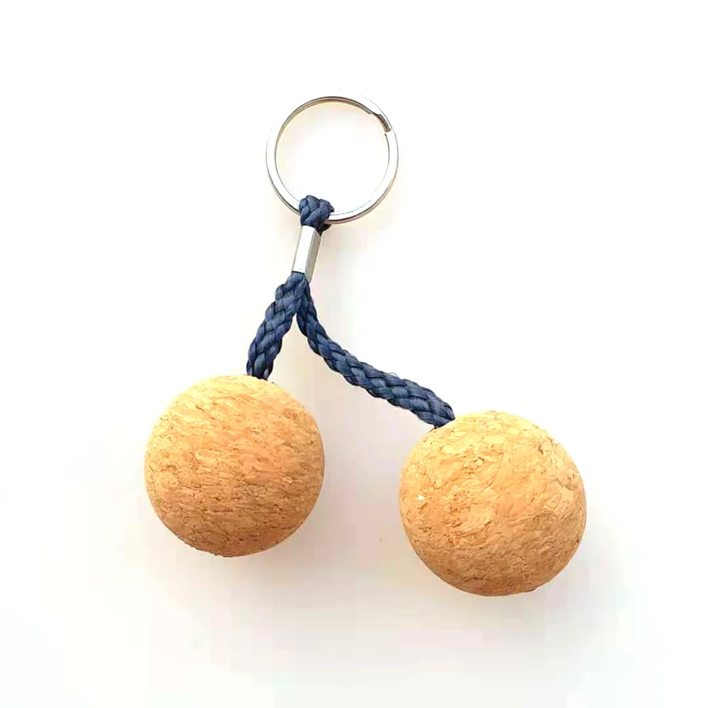 

3.5cm 2 ball Ultralight Floating Cork Keyring Keychain for Kayak Canoe Marine Sailing Boat Float Swimming Diving