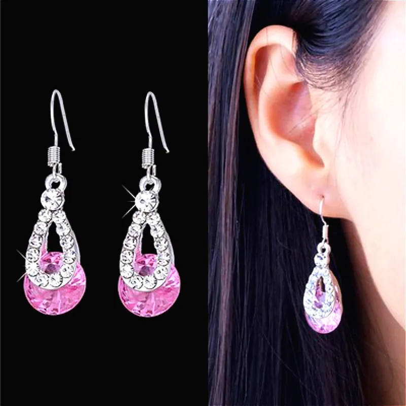 

2019 New Fashion Brand Jewelry Crystal Stud Earrings for Women Christmas Gift