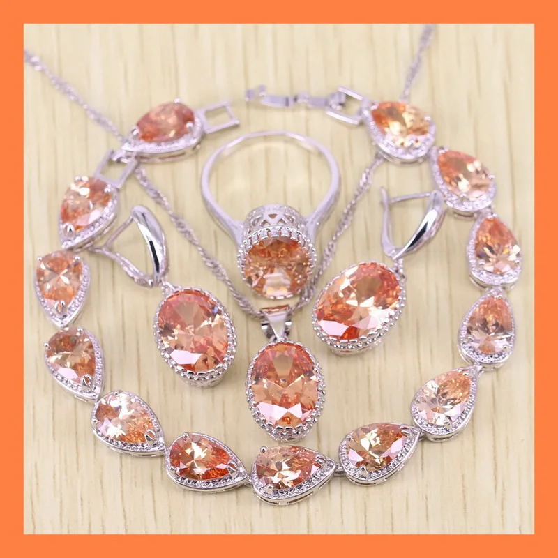 Exquisite Orange Drop Bracelets Jewelry Sets For Women