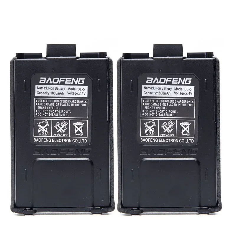 2 шт BAOFENG UV-5R аккумулятор BL-5 7,4 V 1800& 3800mAh Li-Ion для Pofung Walkie Talkie UV5R UV-5RE DM-5R Plus BF-F8 двухстороннее радио