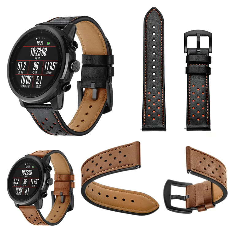 Ремешок из натуральной кожи для смарт часов AMAZFIT Stratos 2s Pace браслет xiaomi huami amazfit GTR 47
