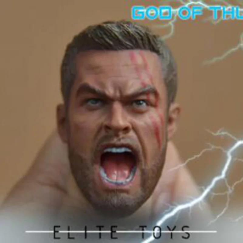 

1/6 God of Thunder Male Carving Model Thor Head Sculpt Battle Damaged Action Figure Doll F 12"Collectible Doll Toys Accessories