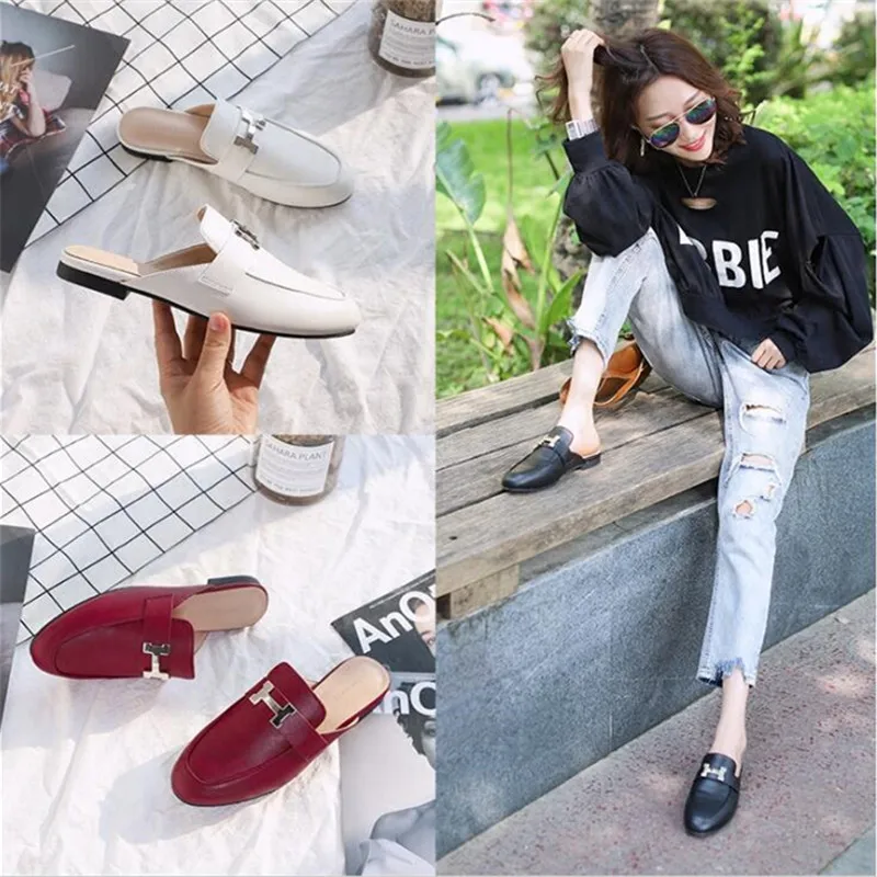 

Buckle Dec Slides Toe Hidden Loafers Elegant Ladies Slippers Party Pantoufle Femme Concise Office Shoes Women New Hausschuhe