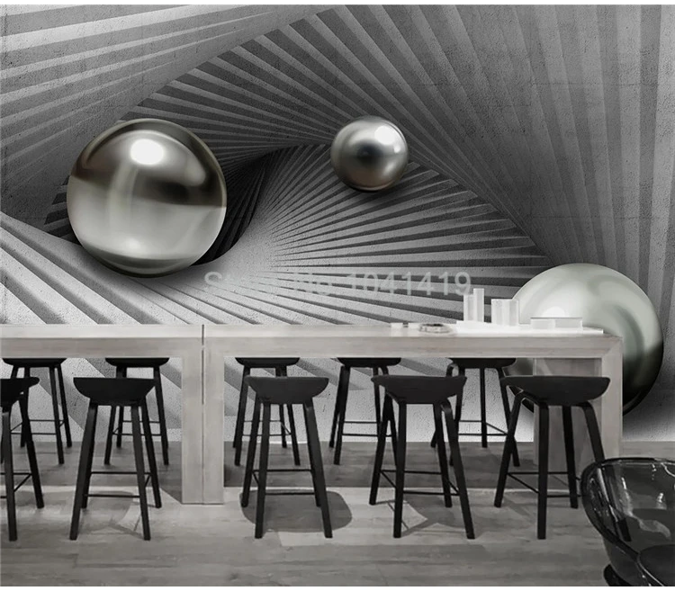 Современные креативные Настенные обои 3D космический металлический шар фото настенная живопись Ресторан KTV бар самоклеющиеся