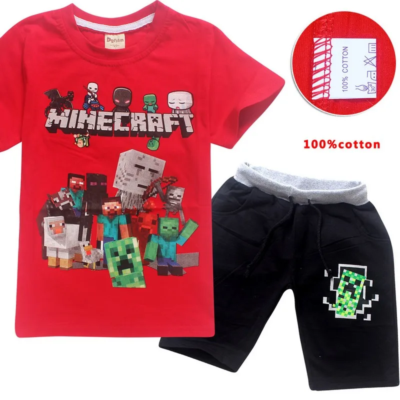 New Summer T-shirt + Shorts 2 Pieces Minecraft Suit Short Shirt Casual T-shirt + Baby Pants Set Baby Boys Clothing Set Tops New Summer T-shirt + Shorts 2 Pieces Minecraft Suit Short Shirt Casual T-shirt + Baby Pants Set Baby Boys Clothing Set Tops