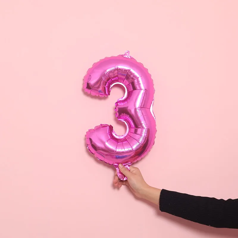 Starlzmu 10 шт. 16 дюймов розовый Количество воздушных шаров синий цифровой Фольга шар наряд для первого дня рождения рисунок воздуха воздушный шар для Бэйби Шауэр украшения - Цвет: 16inch Pink 3
