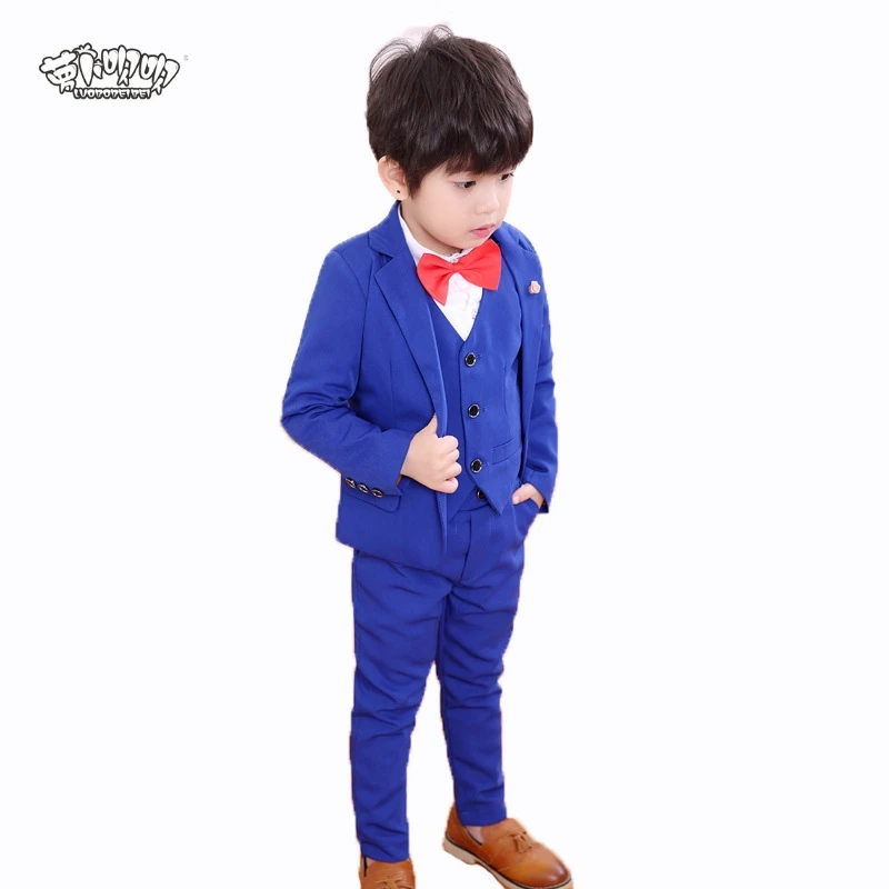 

4PCS Boys Formal Wedding Party Suits Sets Children Blazer Vest Shirts pants Clothing Sets Kids Performances Dresses Costume