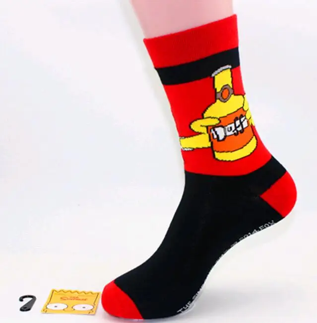 Хлопковые носки с персонажами мультфильмов Симпсон бургер мужские и wo мужские повседневные носки унисекс Harajuku Calcetines - Цвет: SPSW3